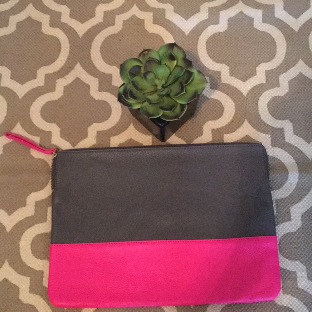 Gap color block clutch, fuchsia/gray